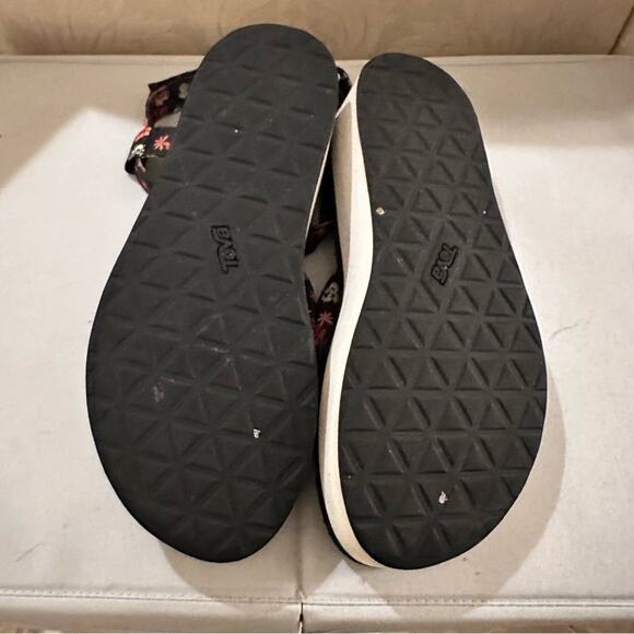 Teva Floral Platform Thong Chunky Casual Sandals Black Pink Red White Womens 10 - Picture 6 of 10